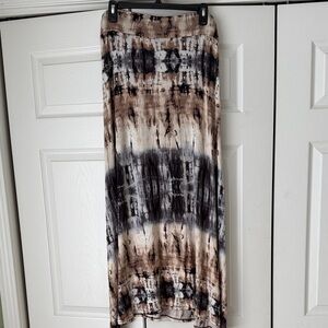 Roz & Ali Black and Brown Tie-Dye Maxi Skirt